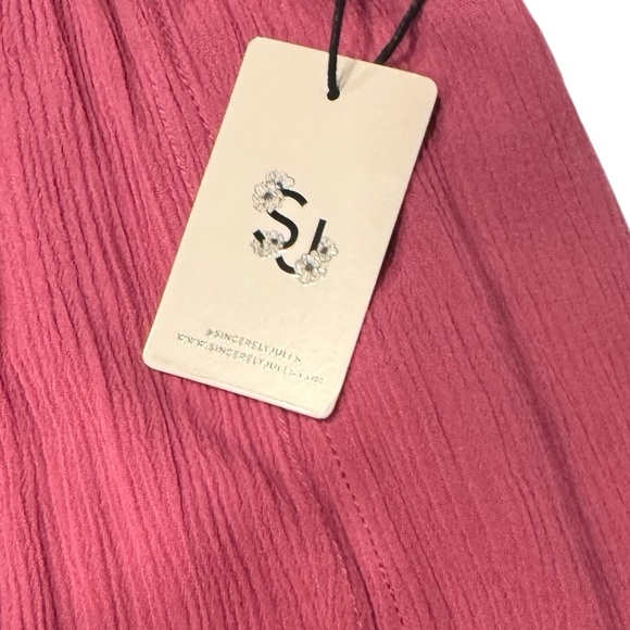 SINCERELY JULES Pretty Pink Smocked Waist Split Hem Wide Leg Pants NWT Medium - Picture 4 of 12